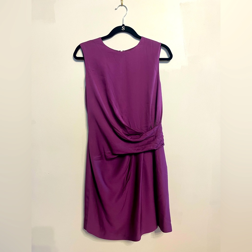 Brand new British Reiss Purple Asymmetrical Ruched Midi Dress